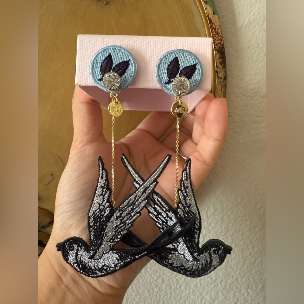 Handmade Embroidered Clip-On Earrings